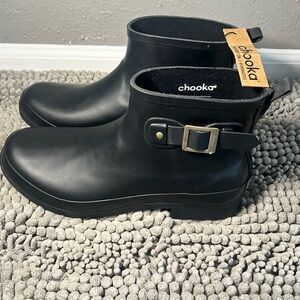 Chooka EASTLAKE ANKLE RAIN BOOTS Women’s Black Waterproof Boots